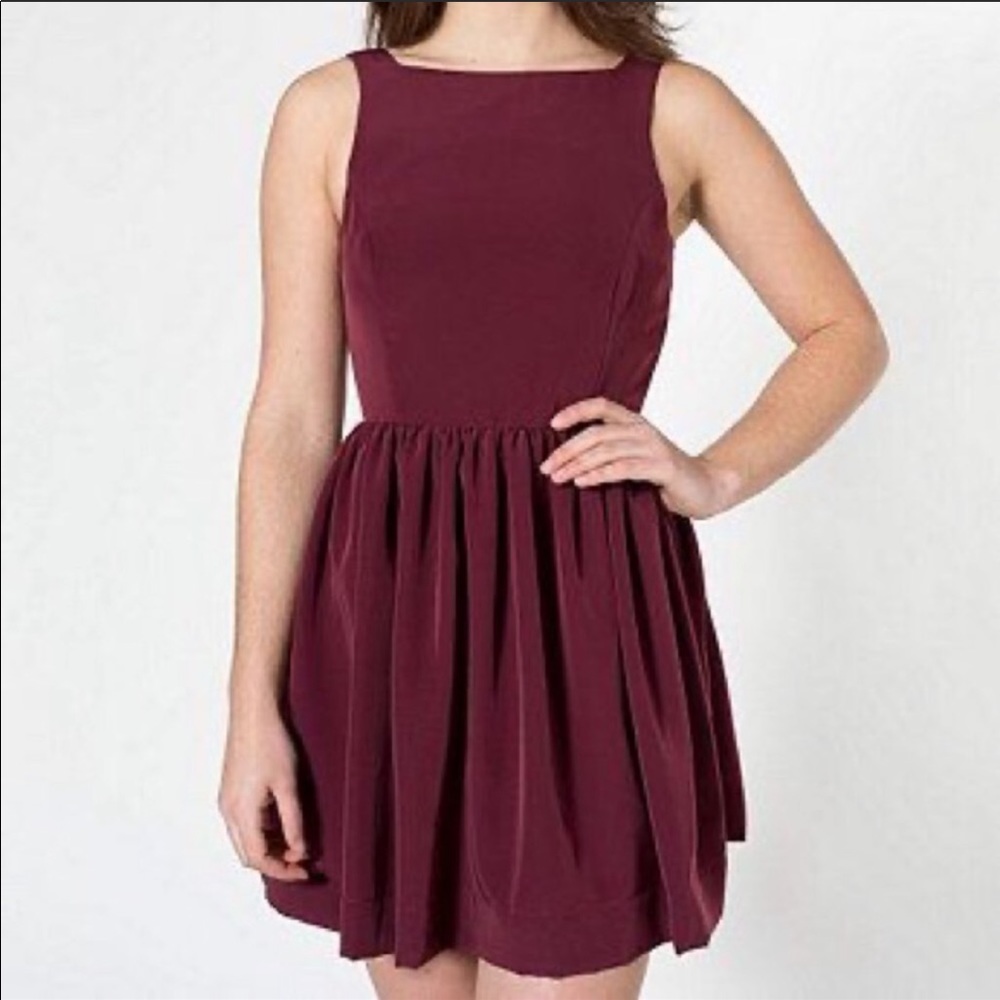 American Apparel button back down dress maroon new